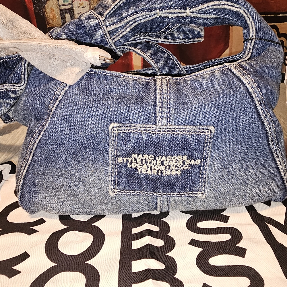 Marc Jacobs Denim Sack Bag with Pouch - Picture 3 of 12